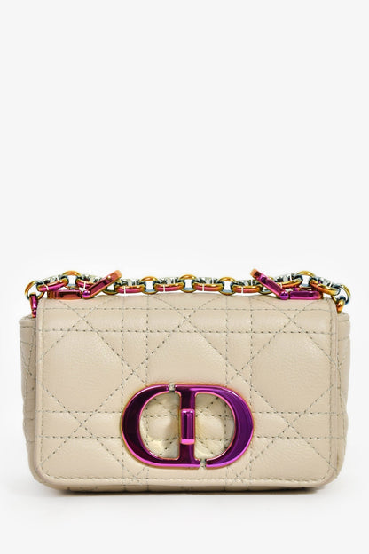 Christian Dior 2022 Grey Cannage Micro Caro Bag