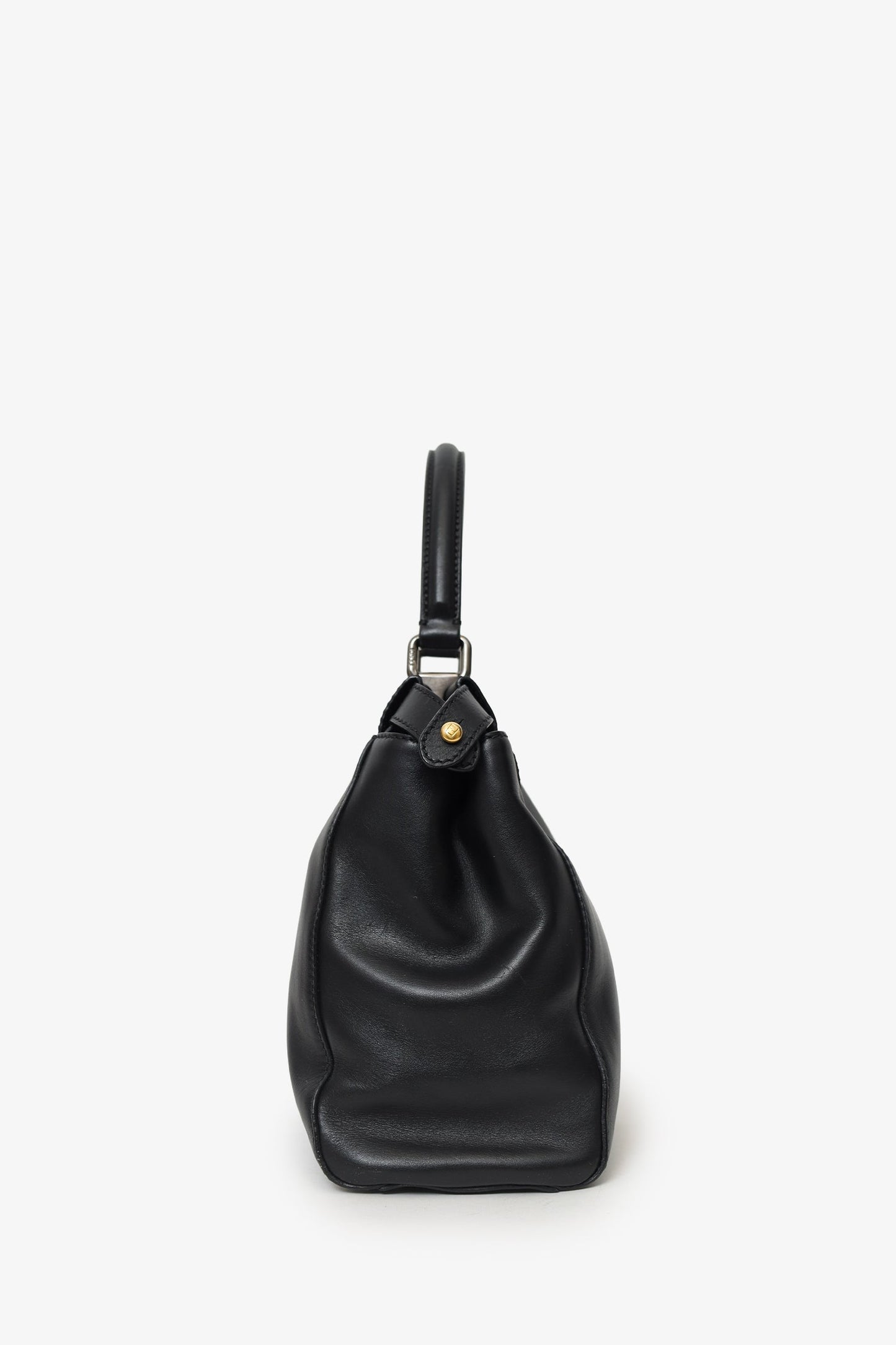 Fendi Black Leather Peekaboo Bag With Strap