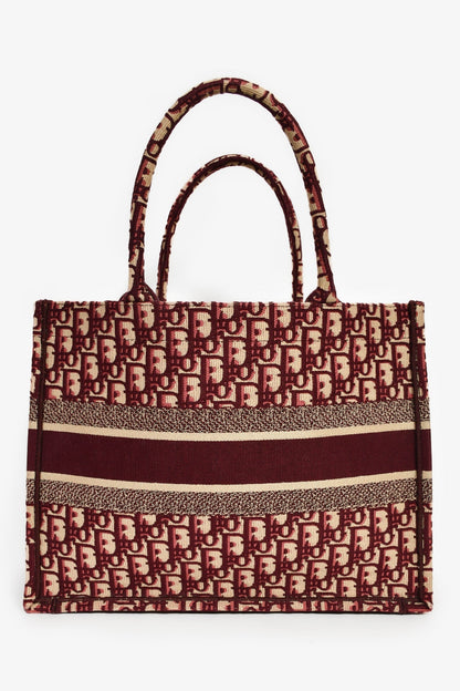 Christian Dior 2019 Burgundy Oblique Jacquard Medium Book Tote
