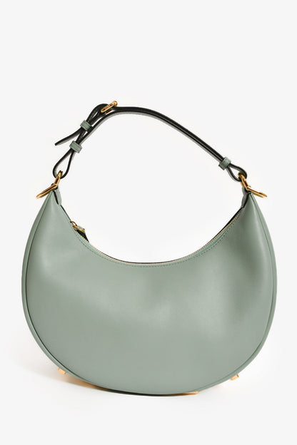 Fendi Blue Leather 'Fendigraphy' Shoulder Bag