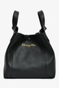 Christian Dior Black Grained Calfskin Bucket Bag With Strap