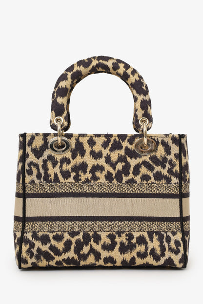 Christian Dior 2021 Leopard Print Canvas Medium Lady Dior Bag With Strap