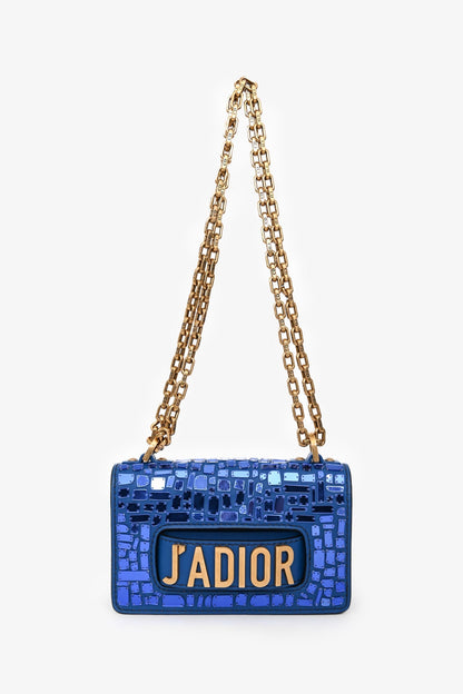 Dior 2018 Runway Blue J'Dior Mini Mosaic Of Mirrors Mini Flap Bag
