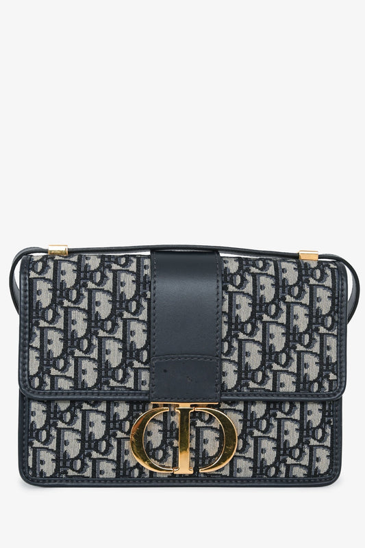 Dior 30 Montaigne Leather Navy Shoulder Bag