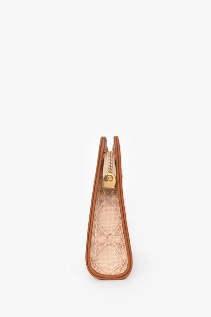 Christian Dior Brown Straw Logo Clutch