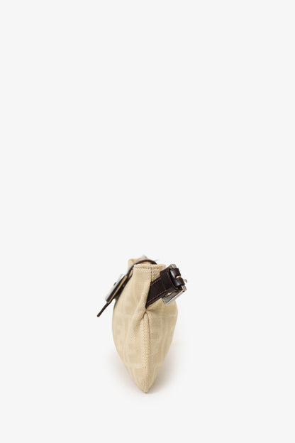Fendi Beige FF Zucca Canvas Baguette Pochette