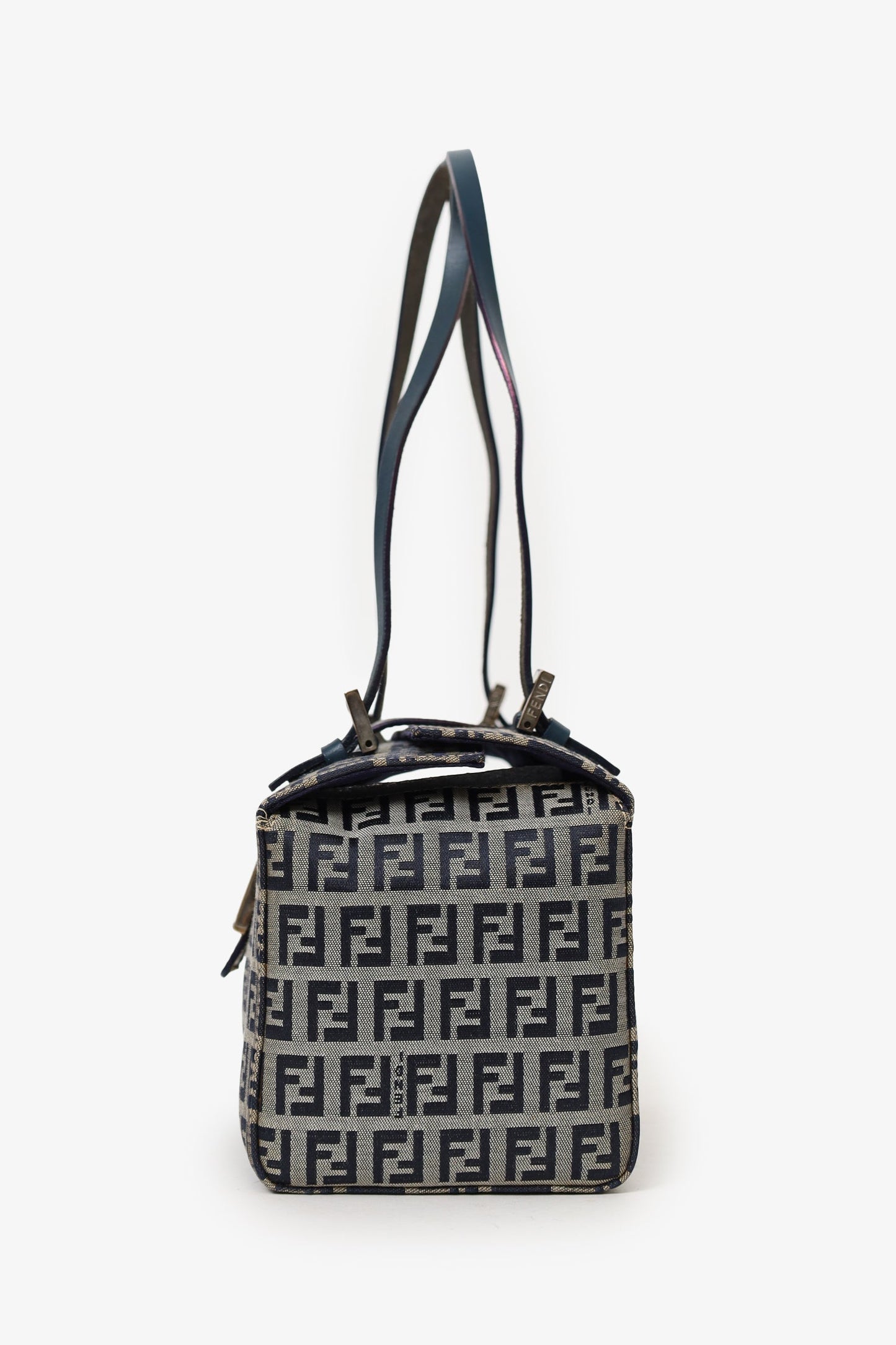 Fendi Navy/Grey FF Zucca Canvas Bento Box Bag