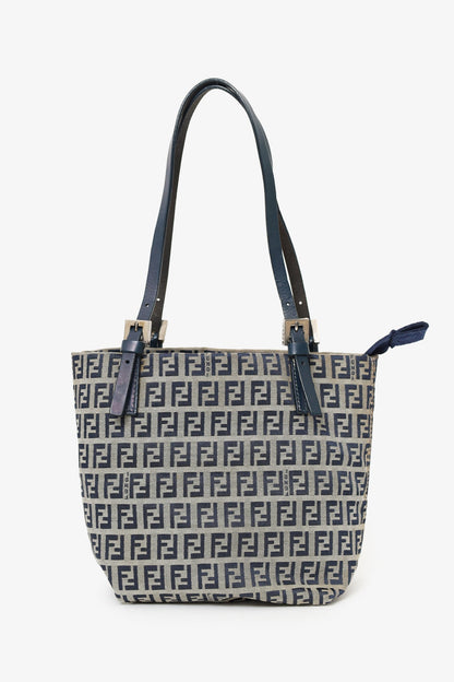 Fendi Navy/Grey FF Zucca Canvas Mini Bucket Bag