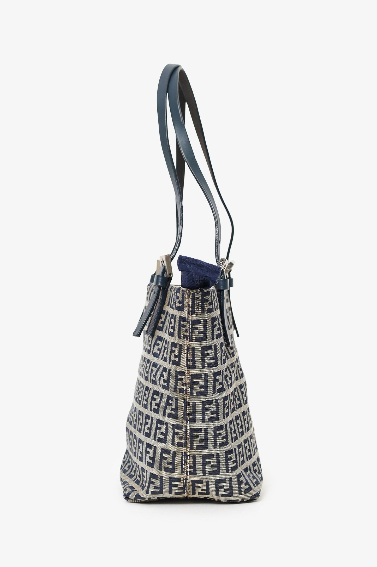Fendi Navy/Grey FF Zucca Canvas Mini Bucket Bag