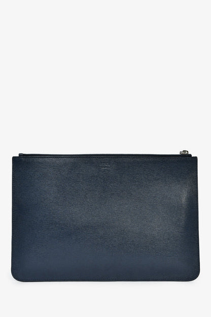 Fendi 2016 Black/White Leather Monster Eyes Zip Pouch