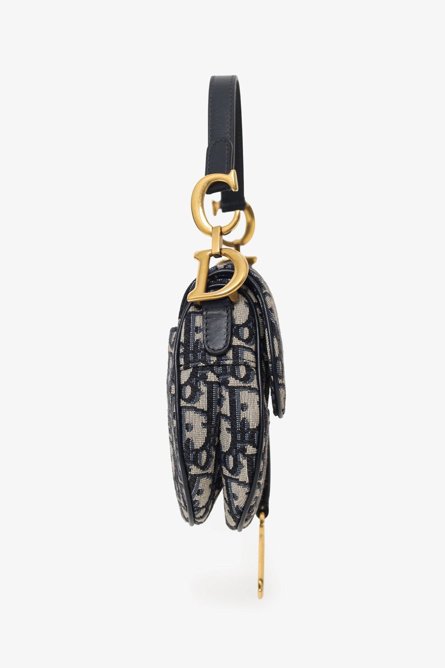 Christian Dior 2018 Blue Oblique Jacquard Mini Saddle Bag