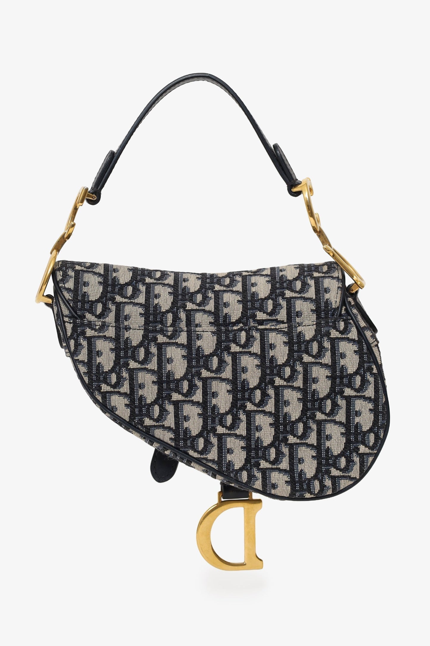 Christian Dior 2018 Blue Oblique Jacquard Mini Saddle Bag With Strap