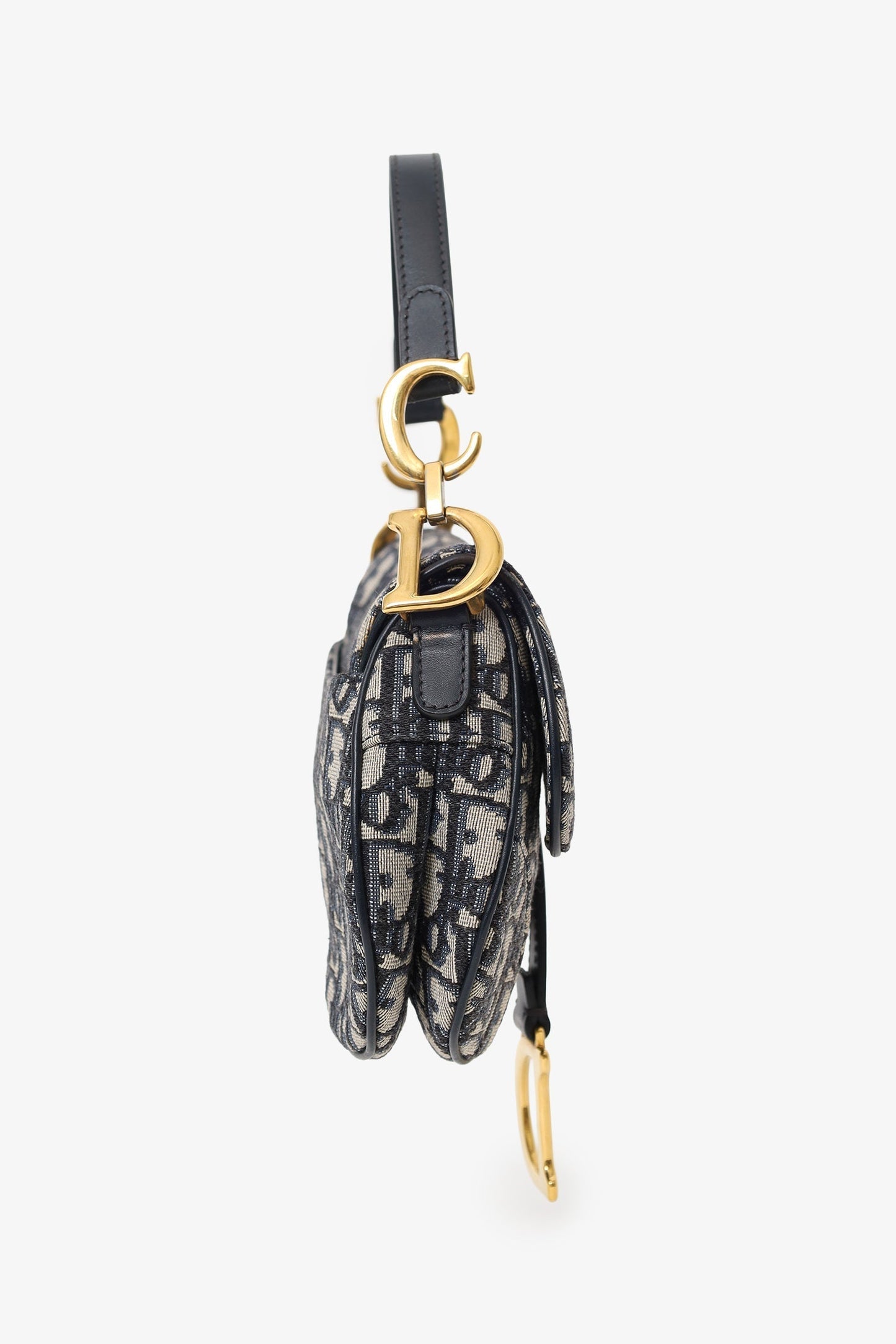 Christian Dior 2018 Blue Oblique Jacquard Mini Saddle Bag With Strap