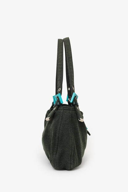 Fendi Green/Blue Jersey Double Strap Mama Baguette Bag
