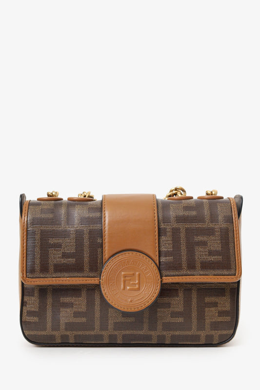 Fendi Brown Mini Double F Shoulder Bag
