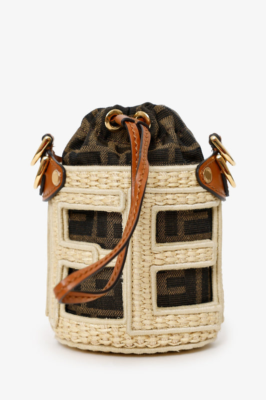 Fendi Brown/Beige Zucca FF Step Out Nano Bucket Bag