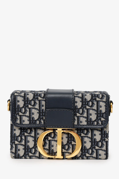 Christian Dior Navy Oblique Montaigne 30 Box Bag