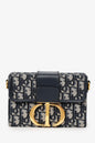 Christian Dior Navy Oblique Montaigne 30 Box Bag