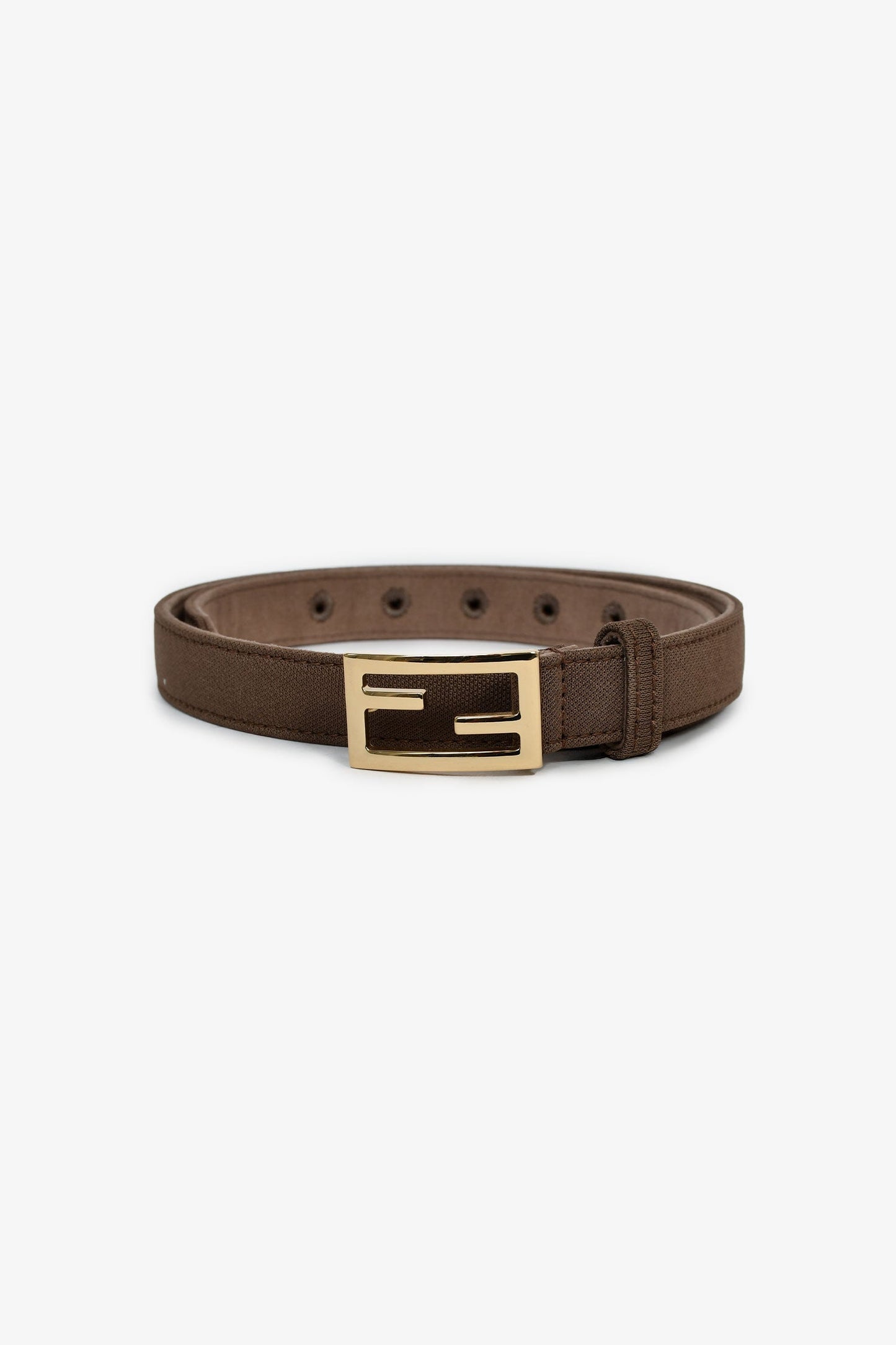 Fendi Brown Canvas Logo FF Belt Size 40