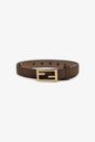 Fendi Brown Canvas Logo FF Belt Size 40