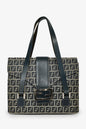 Fendi Navy FF Zucca Canvas Square Baguette Shoulder Bag