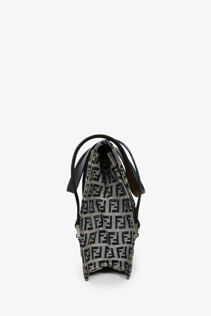 Fendi Navy FF Zucca Canvas Square Baguette Shoulder Bag