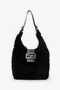 Fendi Black Chinchilla Fur Baguette Hobo Bag