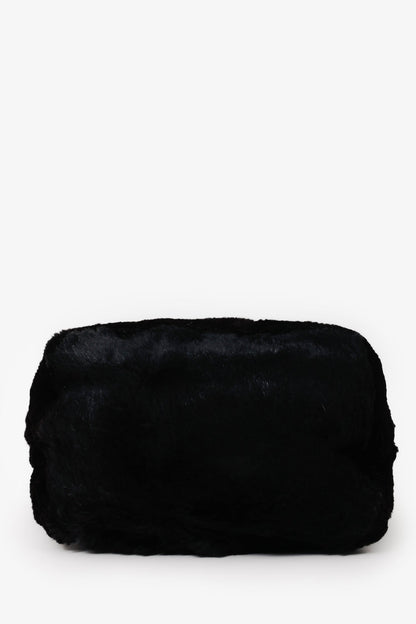 Fendi Black Chinchilla Fur Baguette Hobo Bag