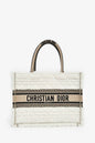 Christian Dior 2023 Ecru Cannage Shearling Taupe Canvas Medium Book Tote