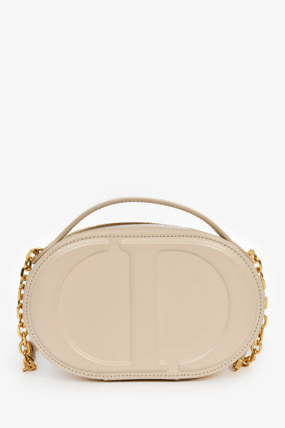 Christian Dior 2023 Beige Leather Oval Camera Crossbody Bag