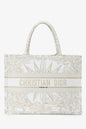 Christian Dior 2022 Metallic White Canvas Medium Book Tote