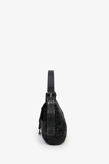 Fendi Black Beaded Baguette Shoulder Bag