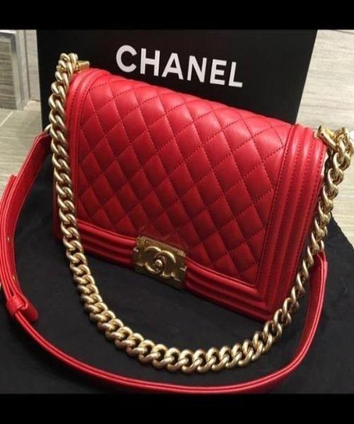 Chanel Boy Medium Red Luxury Handbag