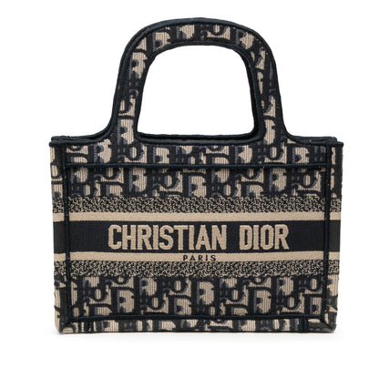 Blue Dior Mini Oblique Canvas Book Tote Handbag