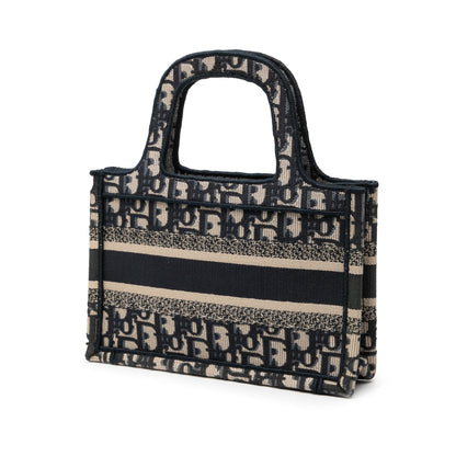 Blue Dior Mini Oblique Canvas Book Tote Handbag