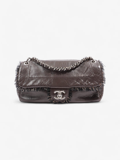 Chanel Funny Tweed Flap Bag Brown Lambskin Leather