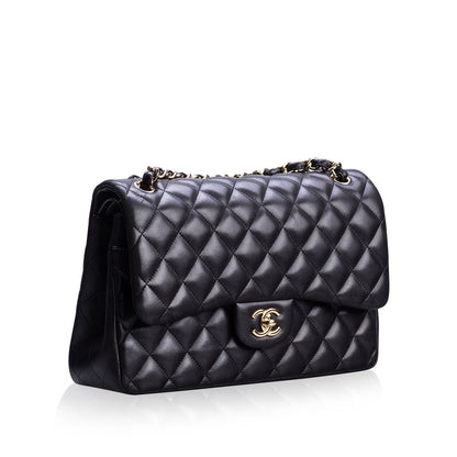 Chanel Classic Flap Lambskin Black Shoulder Bag Style 281