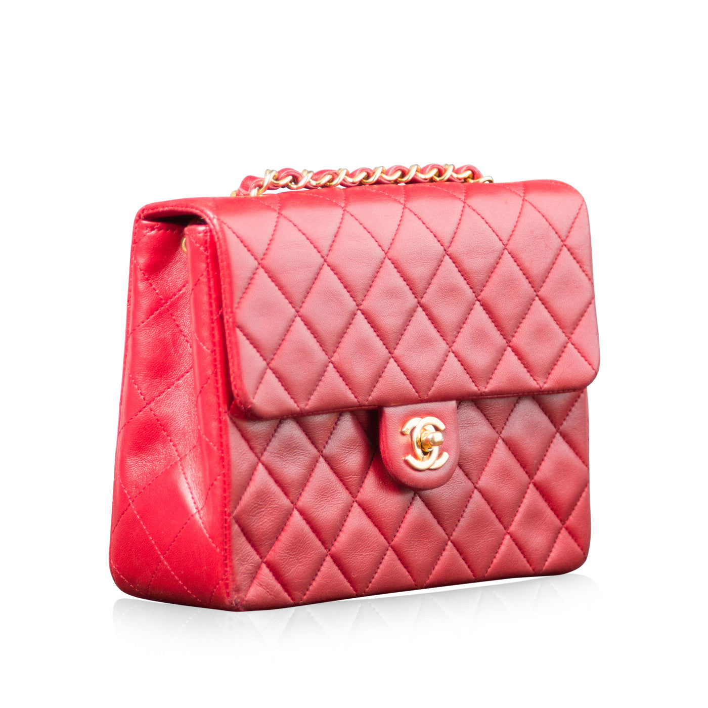 Chanel 2 55 Lambskin Gold Shoulder Bag