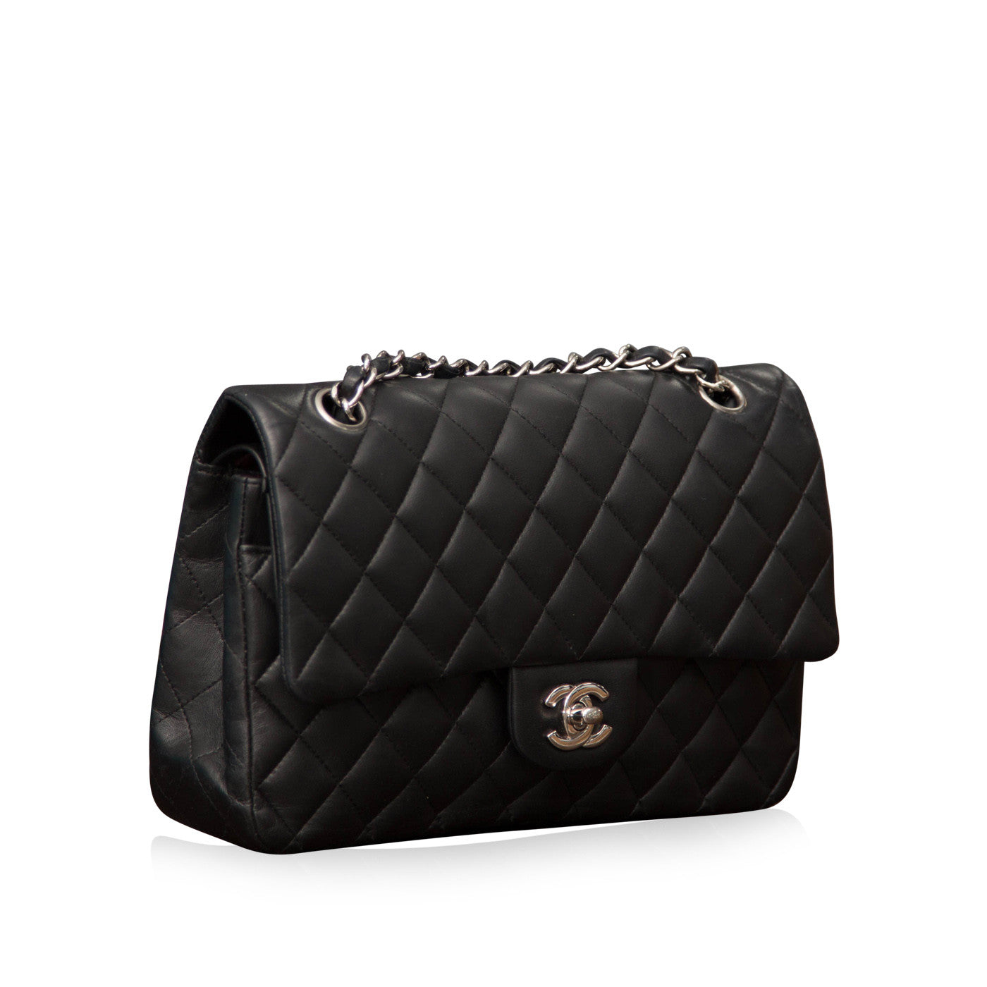 Chanel Classic Flap Lambskin Black Shoulder Bag Style 283