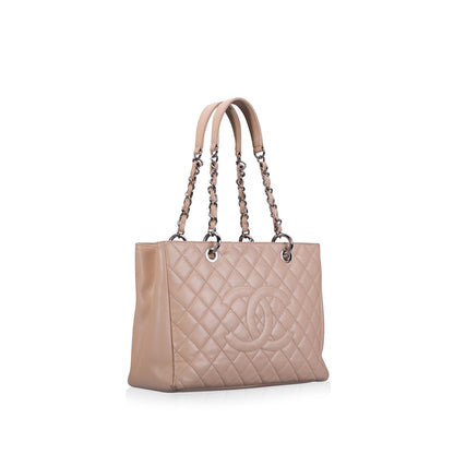 Chanel Classic Flap Leather Silver Tote Bag