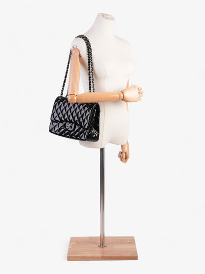 Chanel Classic Double Flap Black Patent Leather Jumbo