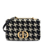 Christian Dior Technical Canvas Macro Houndstooth Medium Caro Bag Black White