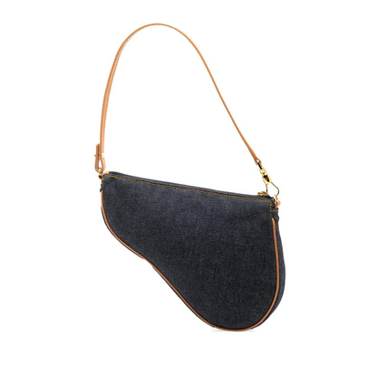 Blue Dior Mini Denim Saddle Pochette Shoulder Bag