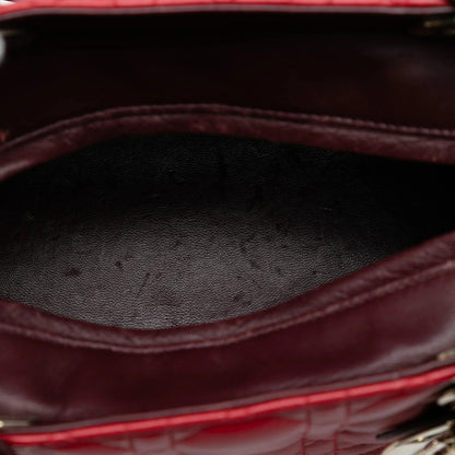 Red Dior Medium Tricolor Lambskin Cannage Lady Dior Satchel
