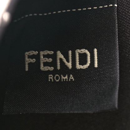 Fendi Canvas Vitello King FF Embroidered Medium Peekaboo X-Tote White Rice Black