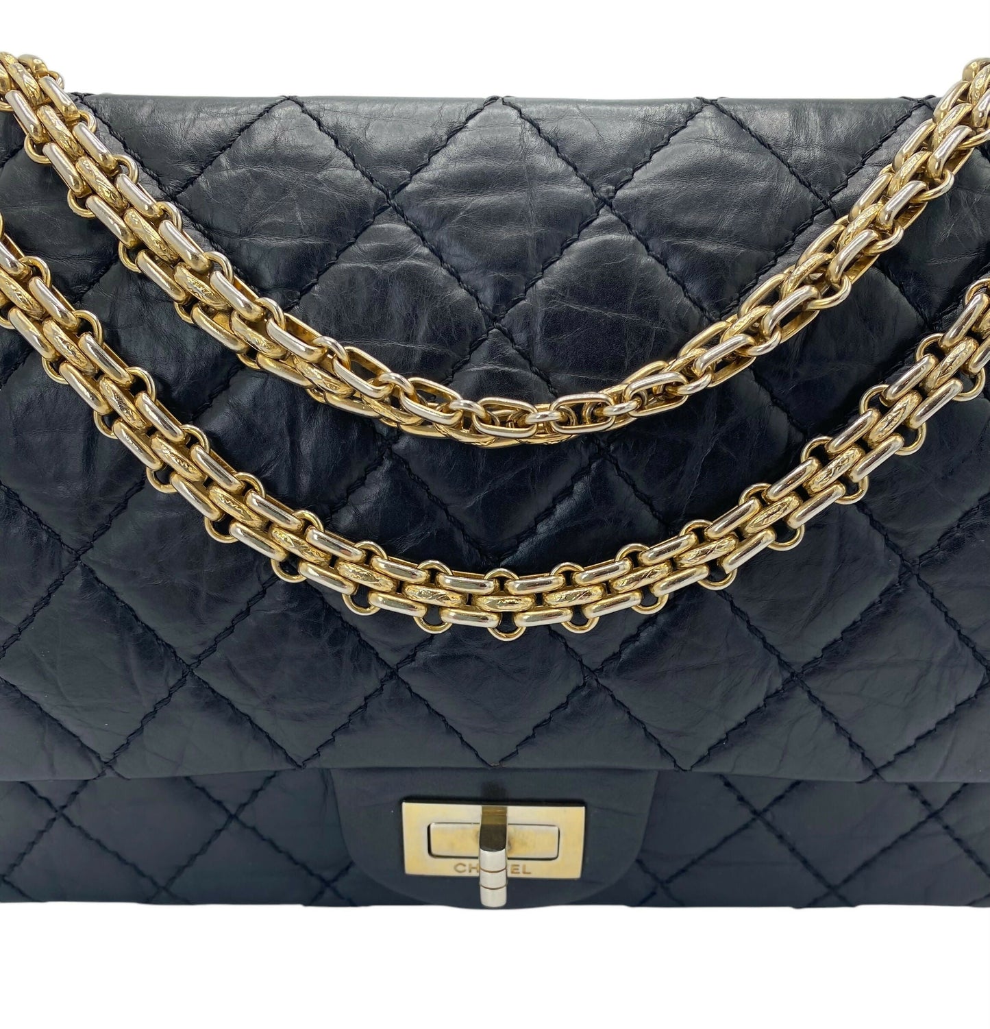 Chanel Black Quilted Aged Calfskin 2 55 Reissue 225 Small Double Flap Bag Gold Hardware