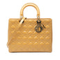 Yellow Dior Large Patent Cannage Lady Dior Satchel