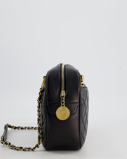 Chanel Black Crossbody Camera Bag in Quilted Lambskin With Gold Hardware