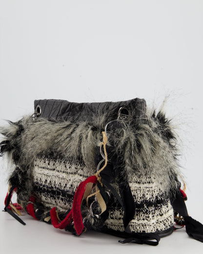 Chanel Mini Tweed Black White Silver Shoulder Bag Style