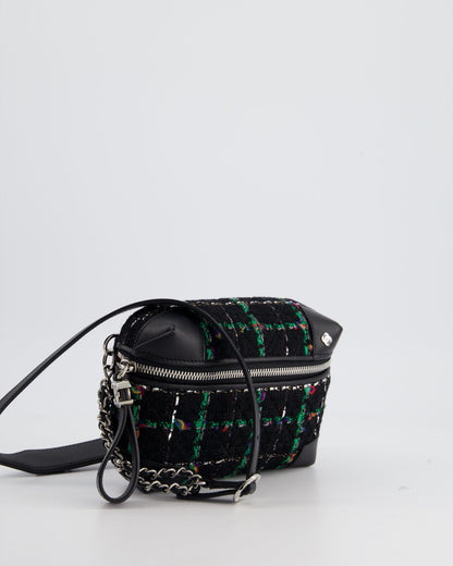 Chanel Tweed Black Silver Green Handbag